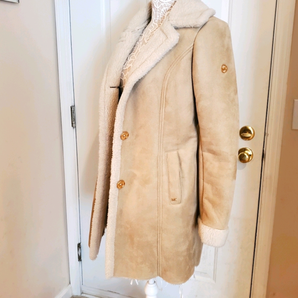 Michael Kors Suede winter coat with sherpa lining. Size Medium.